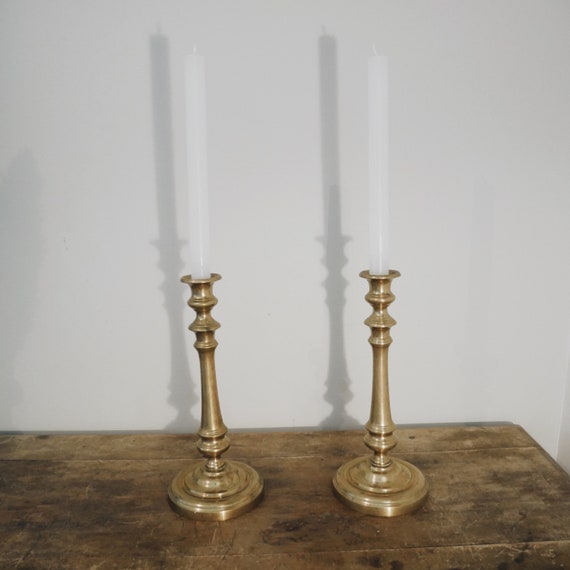 Pair Of Brass Candlesticks Pair Of Brass Candle Holders Etsy