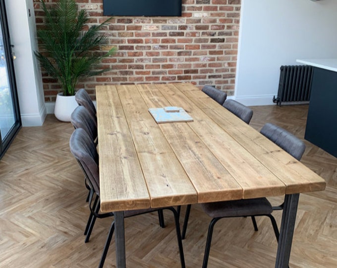 Industrial Style Dining Table (with chunky steel)