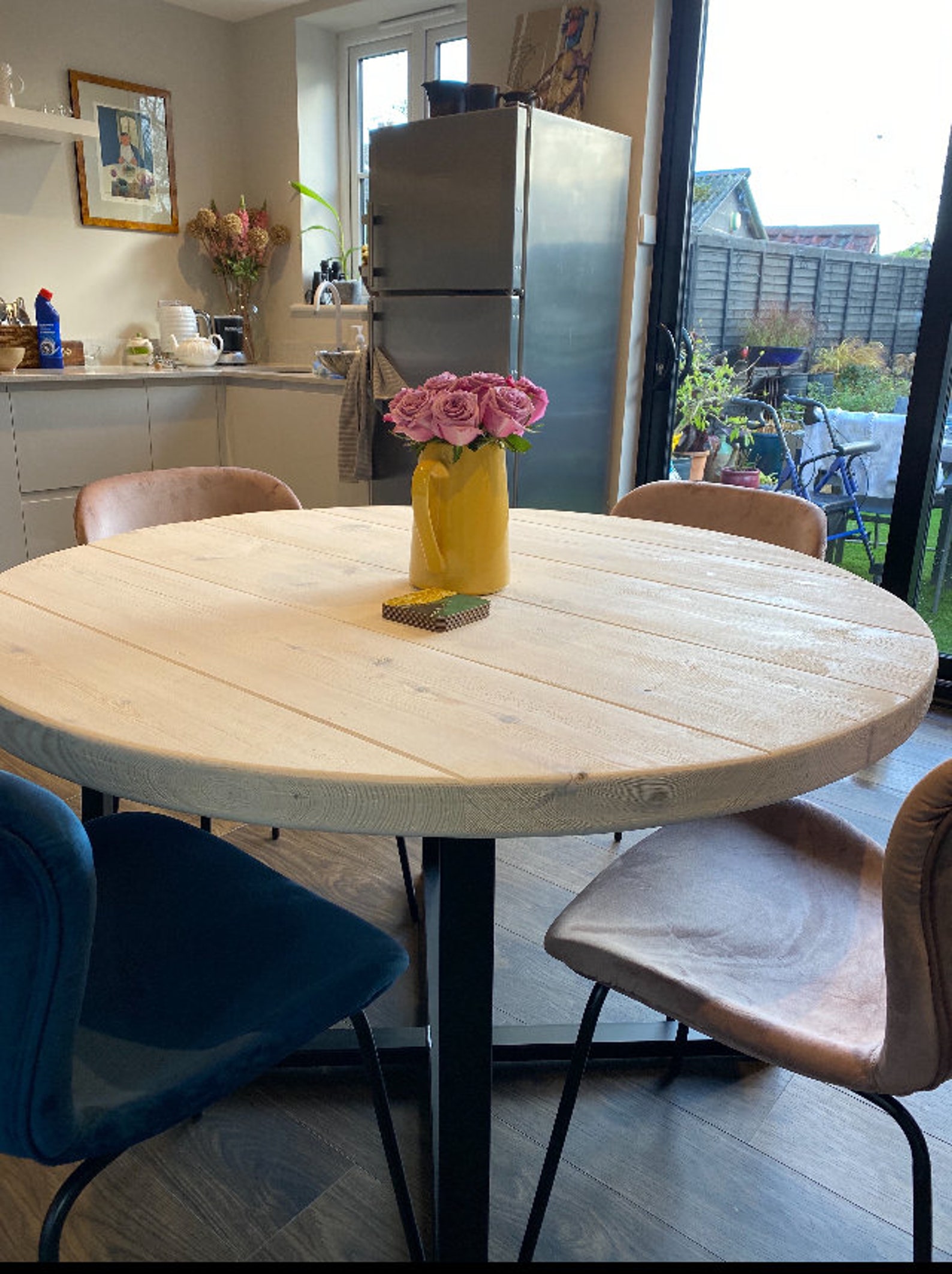 Round Whitewash Dining Table Etsy UK