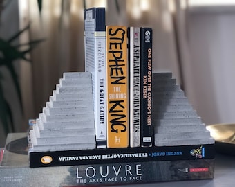 Modern Concrete Bookend, Concrete Pyramid Sculpture, Library Decor, Concrete Homeware, Industrial Bookends, Unique Office Gift, Customizable