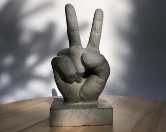 Concrete Hand Sculpture, Hand Gesture Statue, Customizable Achievement Trophy, Jewelry Display, Personalized Graduation Gift, Shelf Decor