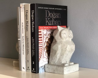 Concrete Owl Bookend, Modern Cement Bookends, Concrete Bookends, Owl Lover Gift, Book Lover Gift, Geometric Decor, Office Decor, Bookends