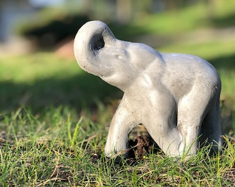 Concrete Elephant Figure, Lucky Elephant Decor, Outdoor Elephant Statue, Concrete Animal Sculpture, Elephant Lovers Gift,  Animal Decoration