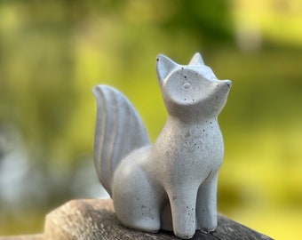 Concrete Fox Sculpture, Kitsune Fox, Japanese Garden Statue, Inari Figure, Outdoor Animal Decor, Shinto Shrine, Spirit Animal Fox Figurine