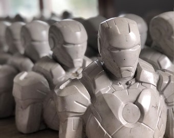Concrete Iron Man Bust, Marvel Collectibles, Custom Man Cave Decor, Nerd Decor, Gamers Gift, Superhero Statue, Geek Sculpture, Mark 7 Suit