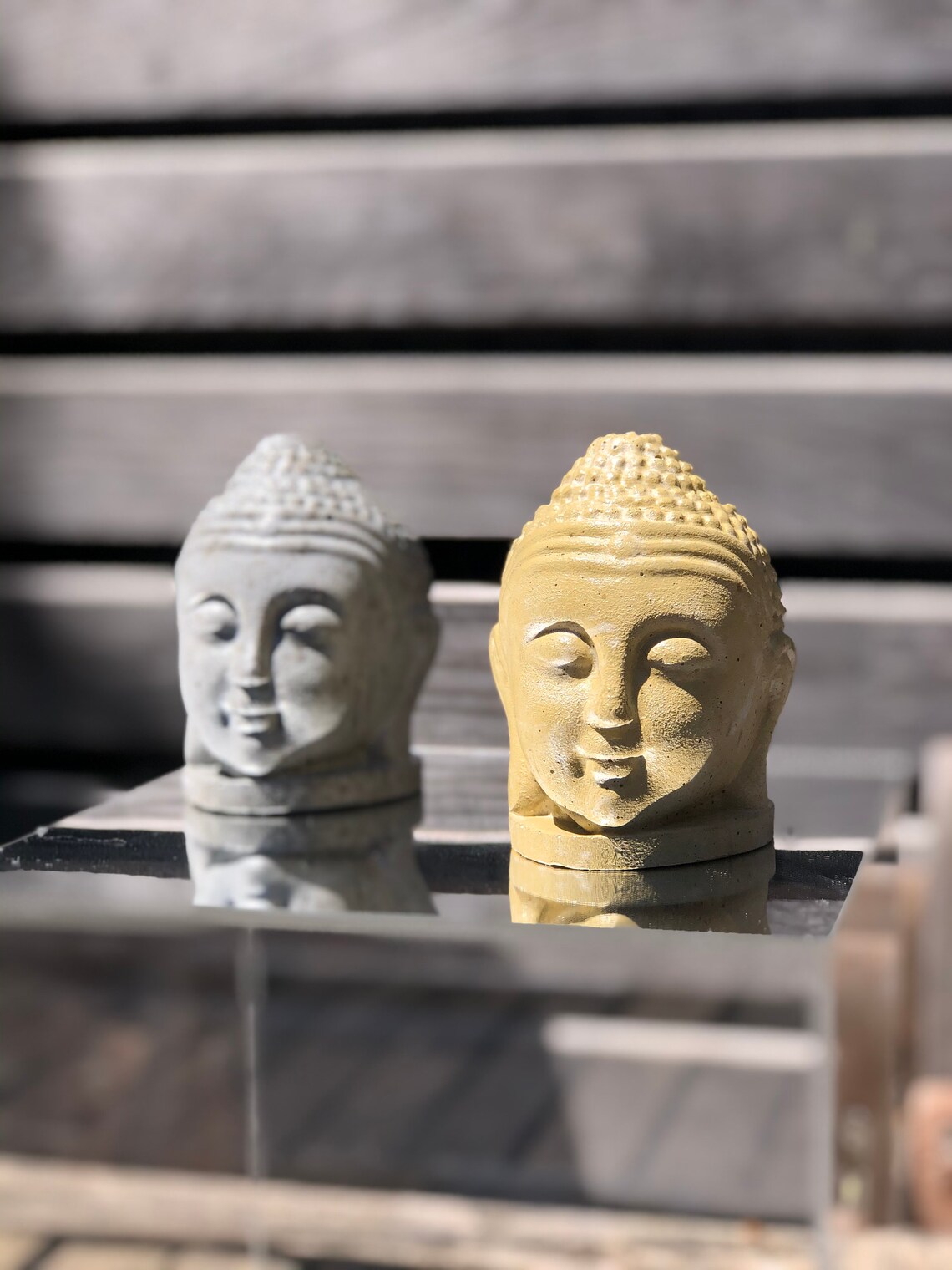 Concrete Buddha Head Statue Colored Concrete Buddha Decor Etsy