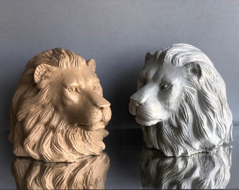 Concrete Lion Bust, Mancave Decor, Customizable Lion Sculpture, Garden Animal Statue, Father's Day Gift, Royal Lion Figure, Leo Sign Gift