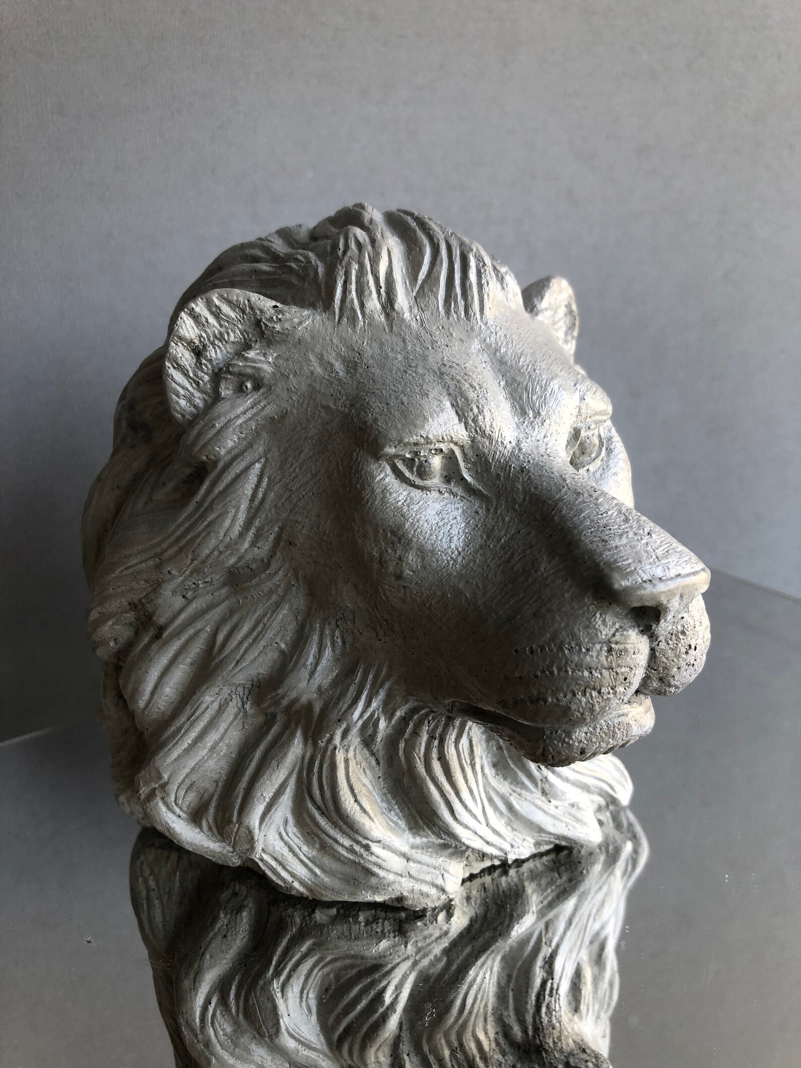 Beton Löwe Büste, Mankave Deko, personalisierbare Löwe Skulptur, Garten