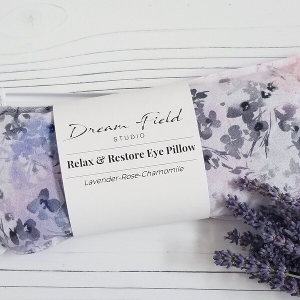 Serene Dreams Weighted Eye Pillow: Watercolor Sketched Print, Lavender Aromatherapy, Microwavable, 10" x 4" - Relaxation in Every Breath