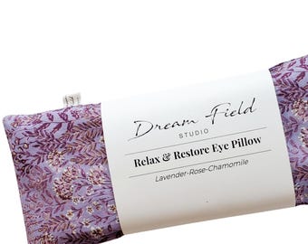 Lavender Eye Pillow for Sleep and Relaxation, Flax Seed Weighted Eye Mask, Yoga Gift, Wisteria Garden