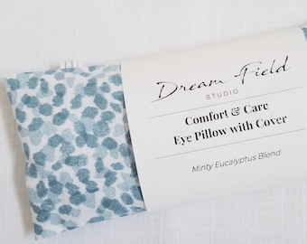 Mint & Eucalyptus Eye Pillow with Washable Organic Cotton Cover, Sea Glass