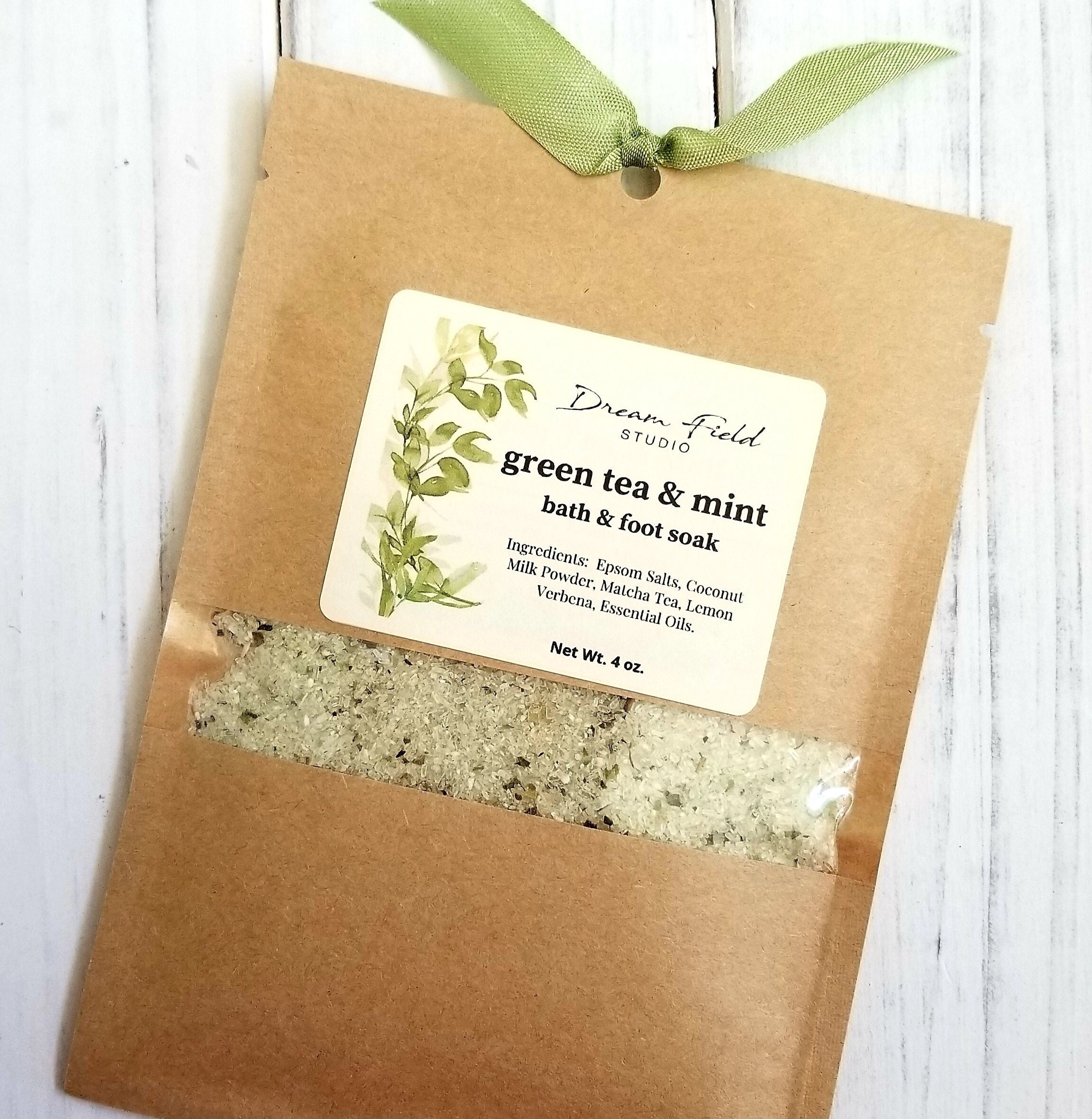 Green Tea Bath Soak Herbal Foot Soak Vegan Gift Mineral Etsy
