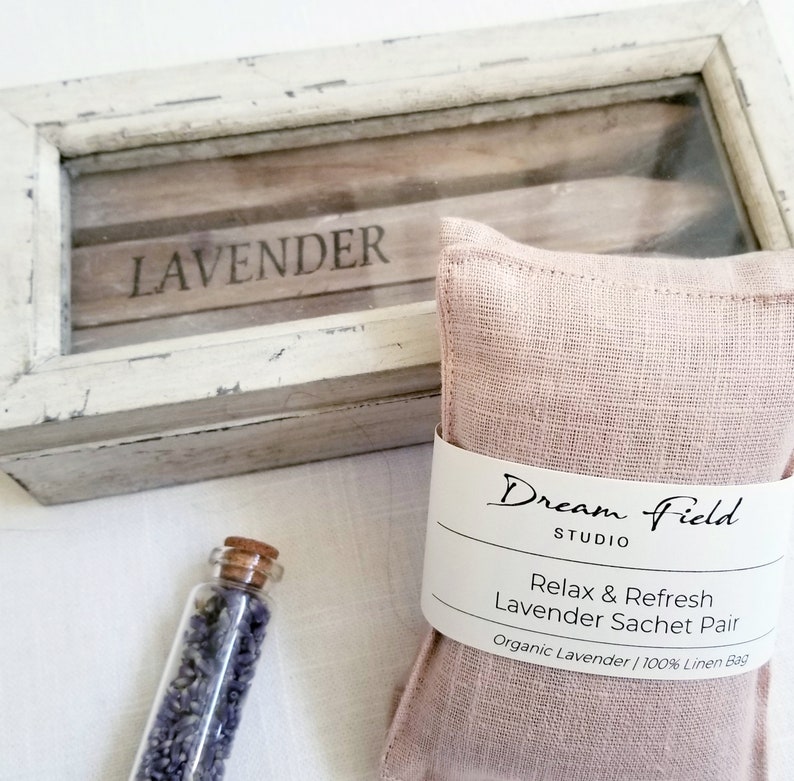 Linen Lavender Sachet Set Lingerie Drawer Organic Lavender Etsy