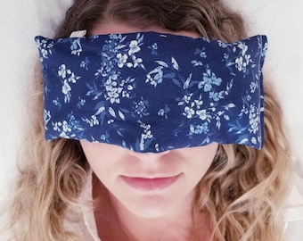 Lavender Eye Pillow for Sleep and Relaxation, Flax Seed Weighted Eye Mask, Yoga Gift, Midnight Garden