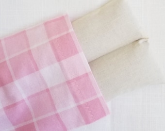 Lavender Heat Wrap - Washable Flannel Cover, Microwave Heat Pad for Cramps, Cozy Gift, Get Well Soon, Weighted Heat Pack, 22 oz., Pink Plaid