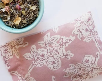 Herbal Dream Pillow for Sleep, Seven Herb Sachet for Insomnia Relief, Hops and Mugwort, Antique Rose