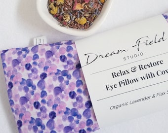 Lavender Eye Pillow with Washable Cover, Flax Seed Weighted Sleep Mask, Mothers Day Gift, Amethyst Dreams
