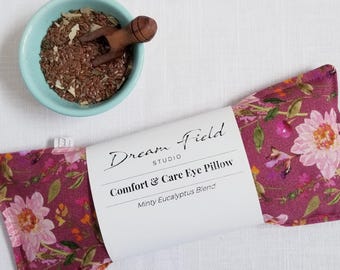 Eucalyptus Eye Pillow for Sinus and Headache Relief, Weighted Peppermint Sleep Mask, Vintage Rose