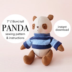 Panda Bear dans un patron de couture de pull et instructions détaillées en anglais 7/18 cm de haut image 3