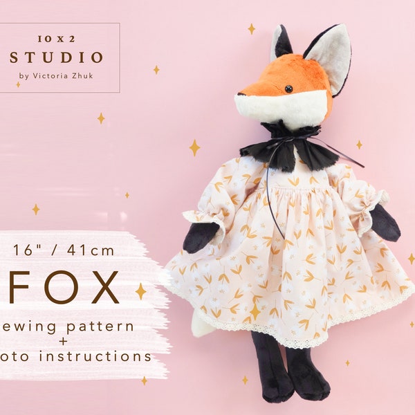 Fox sewing pattern and photo instructions 16" (41cm)