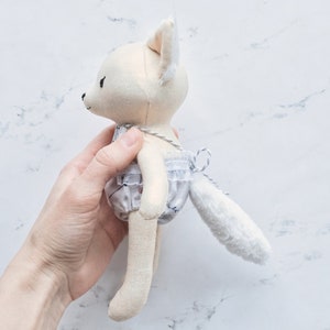 Fox with romper pattern and tutorial. 7" tall ( 18 cm )