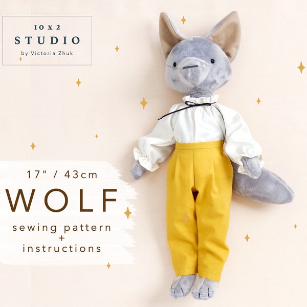 Wolf plush sewing pattern and photo instructions