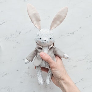 Bunny with coat sewing pattern and tutorial. Bunny pattern. Toy epattern. Plush pattern Instant download.