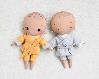 Ping the Shaolin Monk boy sewing pattern and detailed instructions in English (8"/20 cm tall)