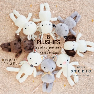 8 Plushies Sewing Pattern with Instructions image 1