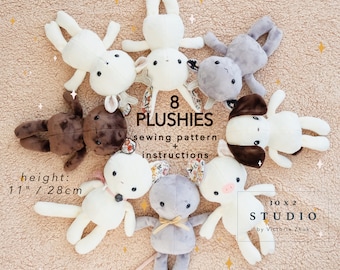 8 Plushies Sewing Pattern with Instructions