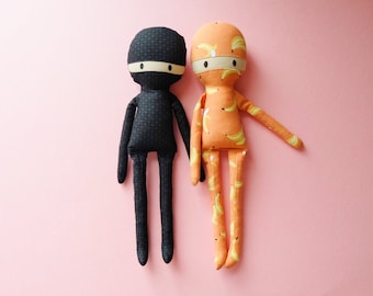 Ninja sewing pattern and tutorial. 10.5" tall (27cm)