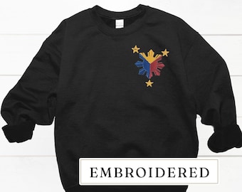Embroidered Philippines Sun & Stars Sweatshirt, Pinoy Pride