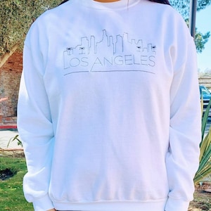 Los Angeles Sweatshirt, Los Angeles Skyline Sweatshirt, Los Angeles Lover Gift, California Sweatshirt,Embroidered