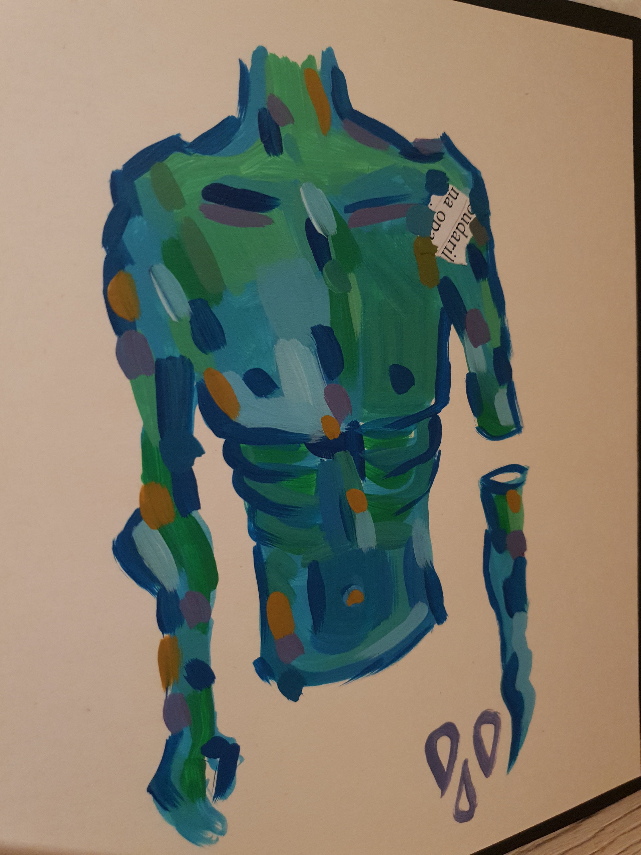 Blue Body Painting Original Acrylic Painting on Hard White Etsy UK