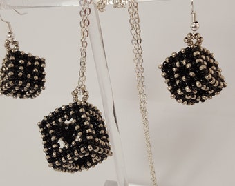 jewelry square earrings pendant black silver set geometric set jewelry teen gift contemporary jewelry modern earrings geometric