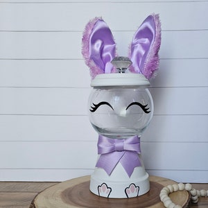 Easter bunny terra cotta pot gumball machine candy dish decor