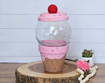 ice cream cone candy dish decor gumball machine inspired terra cotta pot glass dish summer