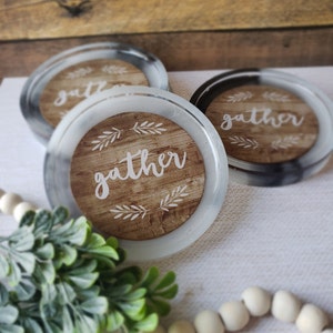 Set of 4 Resin coasters, gather coasters, farmhouse coasters, set 4 coasters