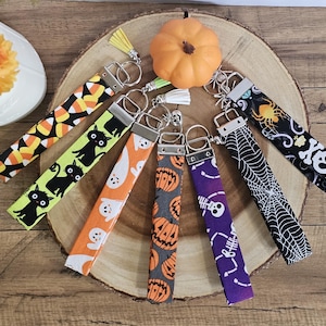 Halloween theme fabric key wristlet fob keychain