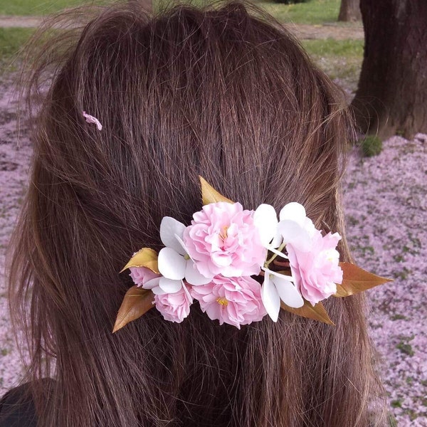 Pince à cheveux fleur de cerisier Fleur de Sakura Pince à cheveux Sakura Morceau de cheveux de printemps Morceau de cheveux de fleur de cerisier Pince à cheveux de printemps Peigne à cheveux de mariée