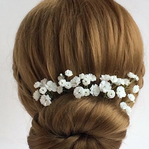 Babys breath hair pins, Bridal headpiece