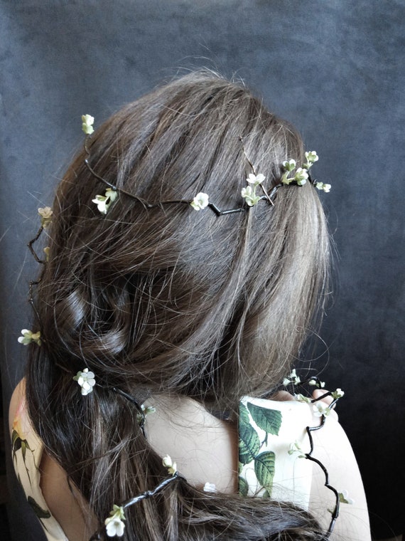 Vine With Small White Flowers Hair Flower Garland Wedding Hair Etsy