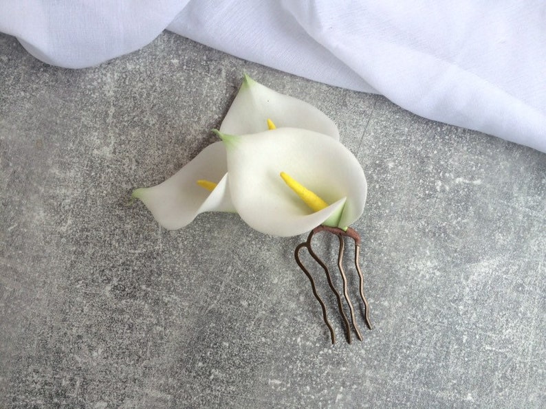 Calla Lily Hair Comb White Calla Lilies Bridal Hair Etsy