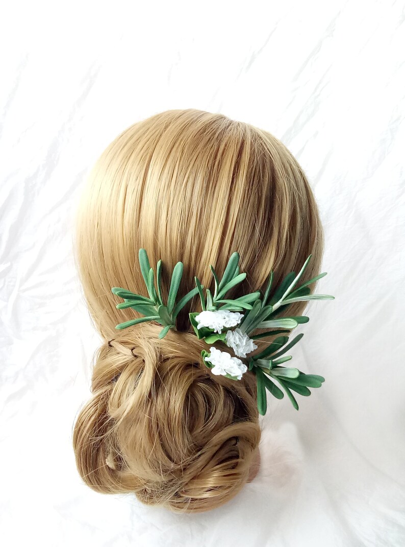 Greenery White bridal flower hair pins set of 6 Greenery hair piece Wedding headpiece Baby/'s breath hair Wedding hair accessory