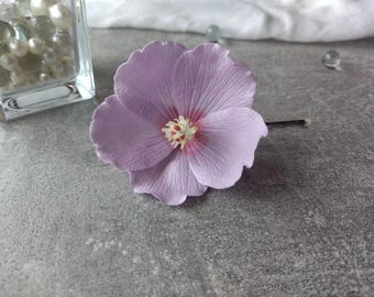 Lilac hibiscus hair clip, Tropical flower hair clip, Hawaiian head piece, Bridal hair piece, Hawaiian party, Wedding hair accessories