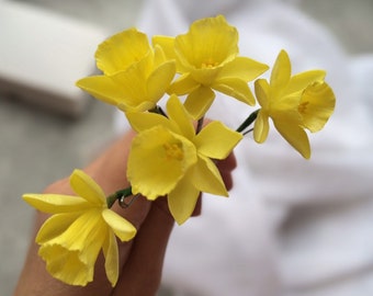 Narcis haarspelden Gele bloem haarstuk