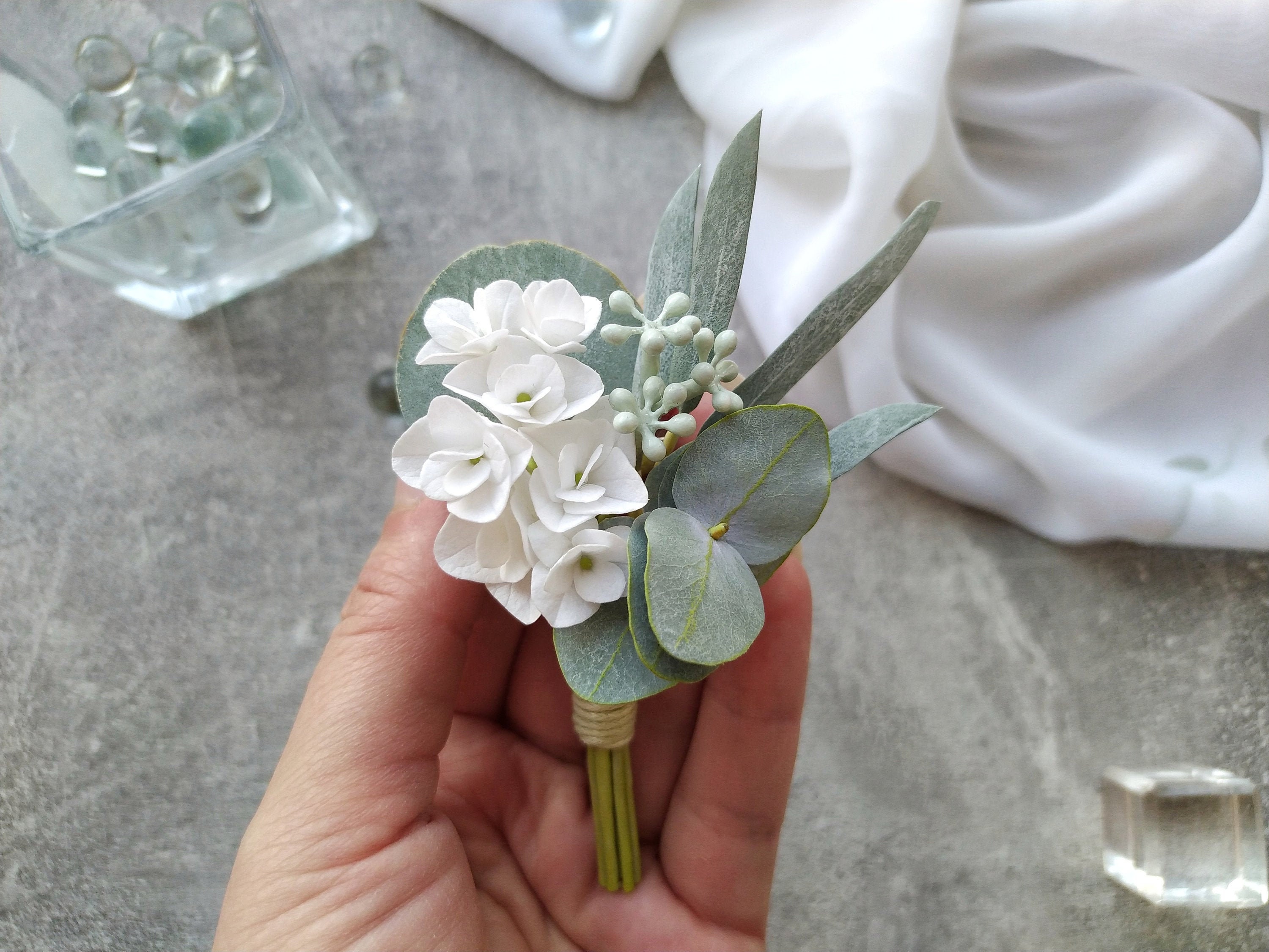 Champagne and Navy Blue Roses With Silver Dollar Eucalyptus Rustic Chic  Wedding Bouquet, Corsage, Boutonniere Flower Crown 