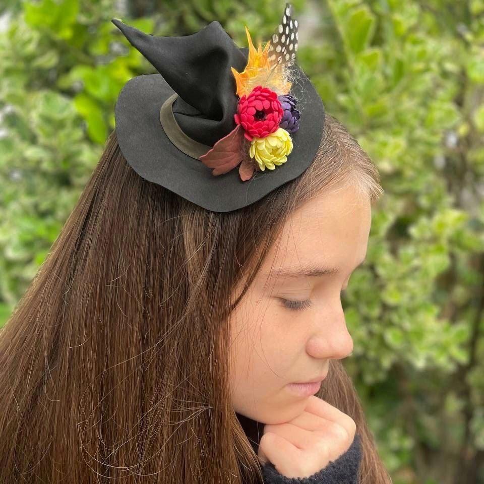 Mini Chapeau Gothique Halloween - Avec Chaîne, Fleur Et Plumes - Pour Cosplay, Déguisement Punk
