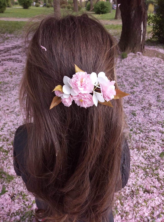 Cherry blossom hair clip Sakura blossom Sakura hair clip Spring hair piece  Сherry blossom hair piece Spring hair clip Bridal hair comb