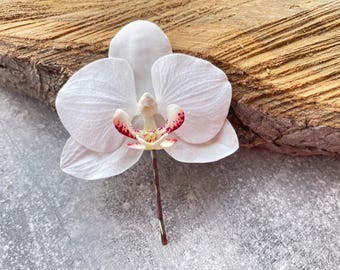 Orchideebloem haarspeld Witte orchidee bruidshaarspeld Bruidshaaraccessoire Orchidee bruiloft bloemenhaarstuk